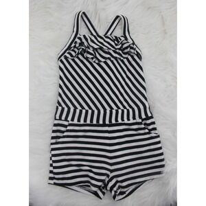 Amy Coe Black & White Stripe Romper One Piece Pockets 6m Summer Baby Girls #104